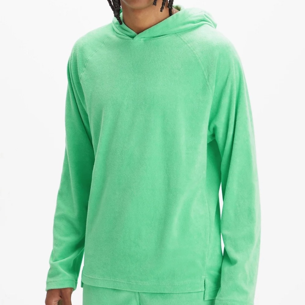 Fabletics Hoodie M - The Island Terry Green Lightweight Butter Soft Pullover NWT